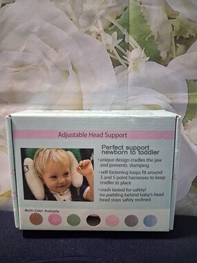 Adjustable Head Support Pillow - White with Pink Stripe